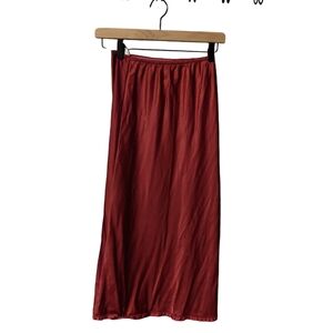 Vintage Slip Skirt Red Satin Nylon Barbizon 70s
